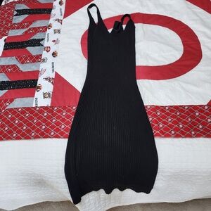Elegant Black Ribbed Knit Dress